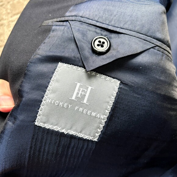 Hickey Freeman Wool Cashmere Blazer Men 43R Navy Copper Coin Button Sport Coat - Picture 4 of 15